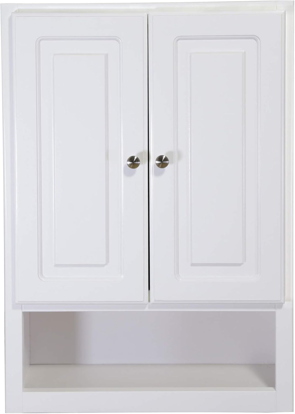 White 2-Door 1-Shelf Bathroom Wall Cabinet V6728