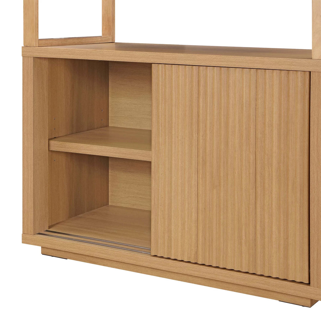 Fluted 3-Shelf Bookcase with Storage Cabinet Y318