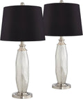 Set of 2 Mercury Glass Table Lamps with Drum Shade F572314
