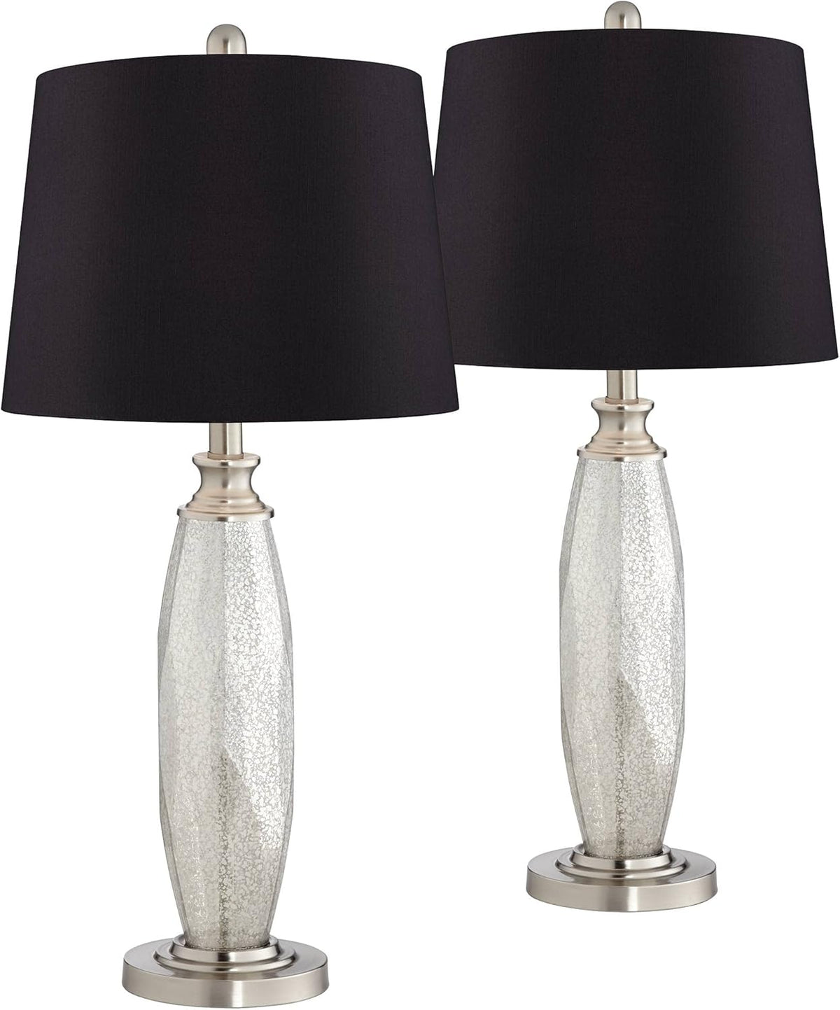 Set of 2 Mercury Glass Table Lamps with Drum Shade F572314