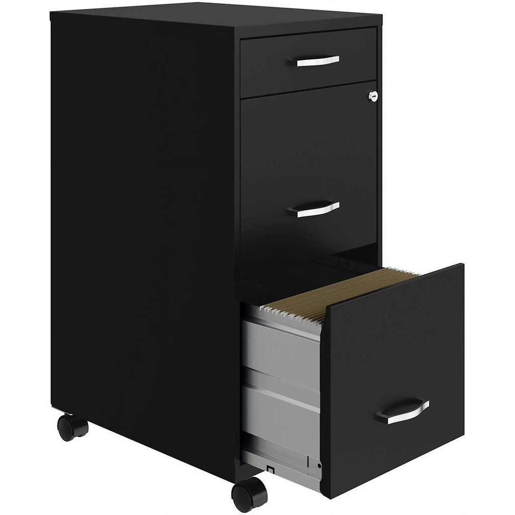 18" Deep 3 Drawer Black Metal File Cabinet T988