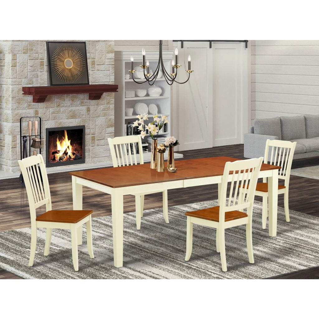 5 Piece Wood Dining Set with Slatted Chairs I259