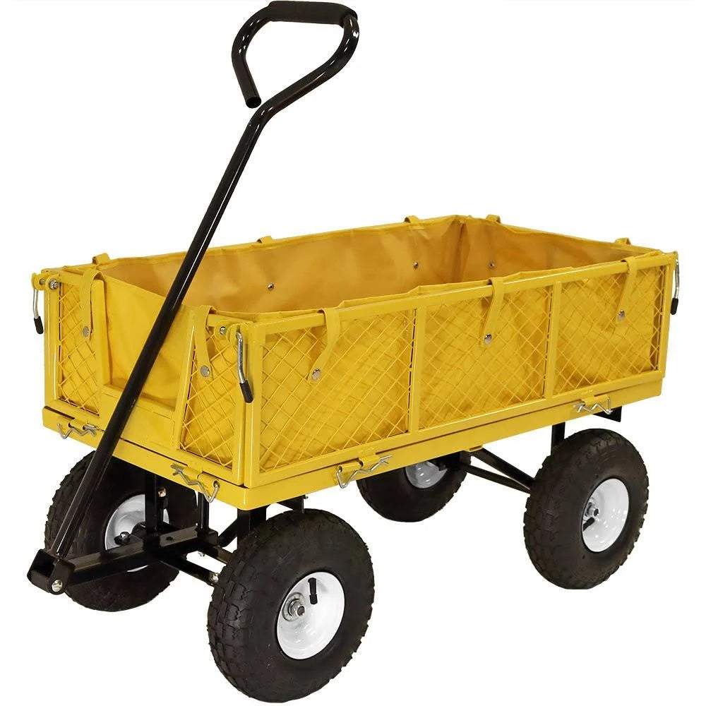 Yellow Utility Cart with Folding Sides and Liner Set M5652