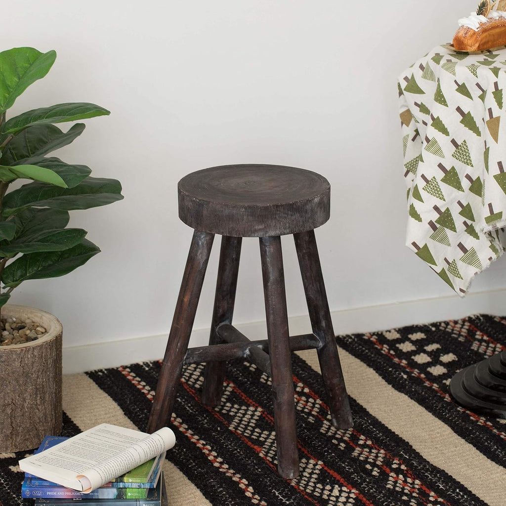 Antique Round Wooden Stools Set of 2 J718