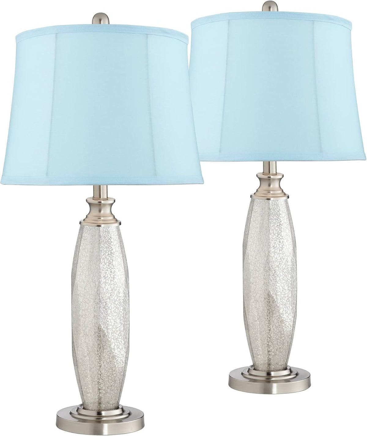Set of 2 Mercury Glass Table Lamps with Drum Shade F572314