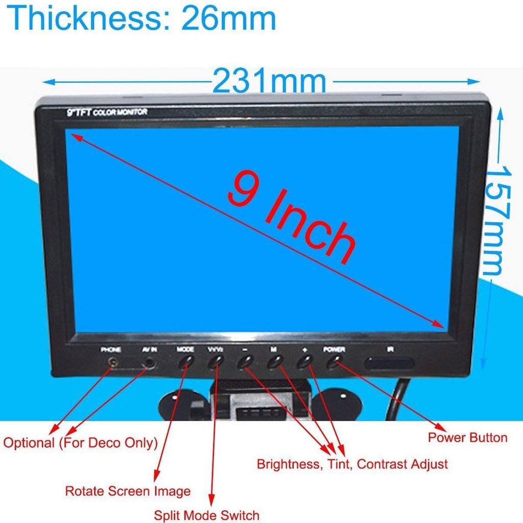 9 TFT LCD Quad Split Monitor with Remote Control Z27232