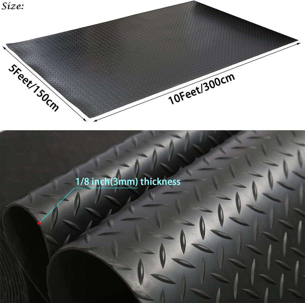 Black 5x10 Ft Diamond Plate Rubber Floor Mat O4481