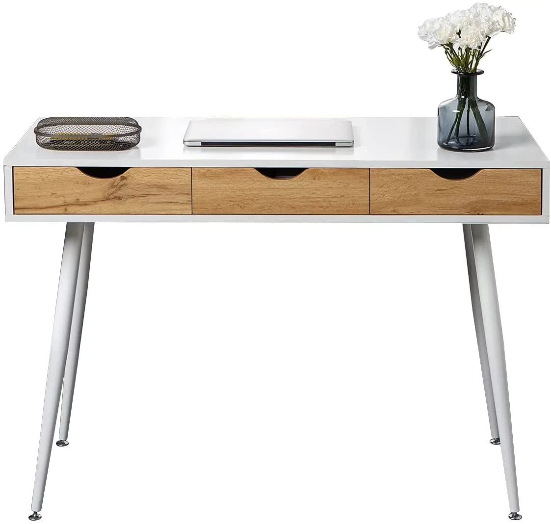 43in White Vanity Desk with 3 Drawers O892272