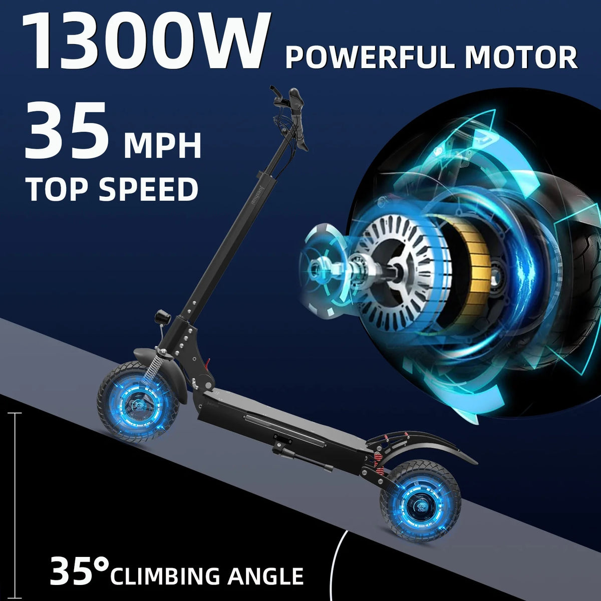 Electric Scooter 35 mph 40 Miles 1300W Foldable J935115