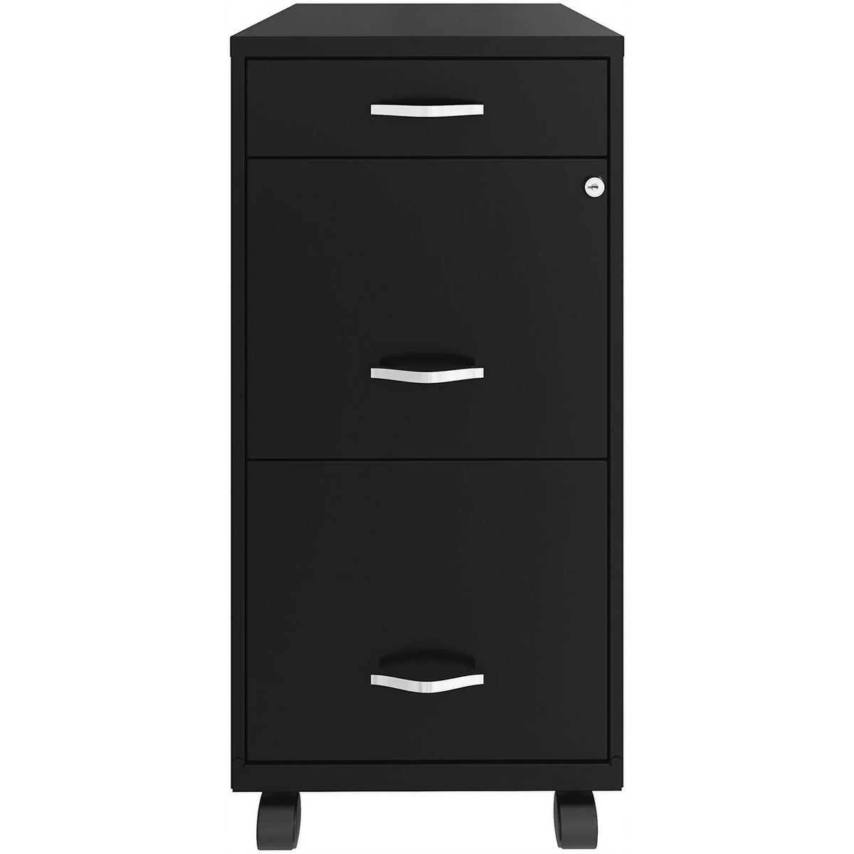 18" Deep 3 Drawer Black Metal File Cabinet T988
