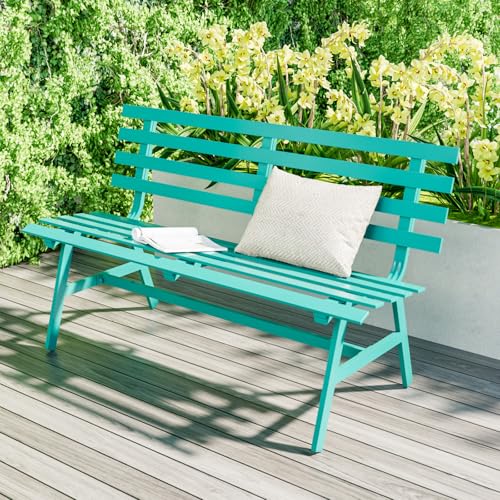 Blue Weatherproof Aluminum Outdoor Bench V577