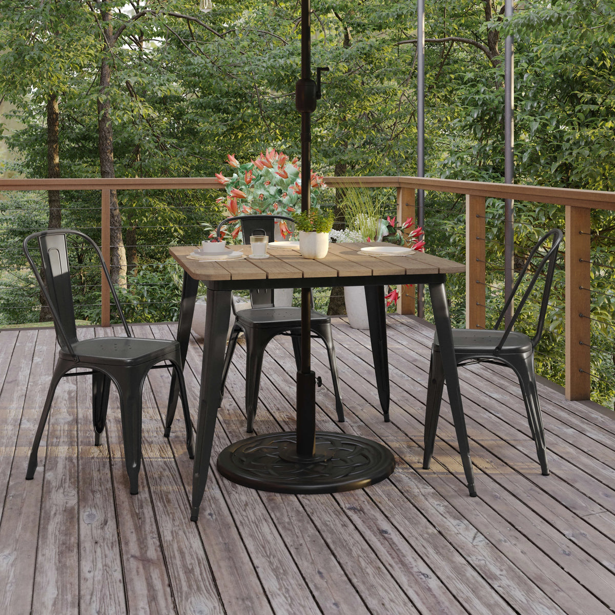 Indoor/Outdoor Dining Table with Umbrella Hole H49197