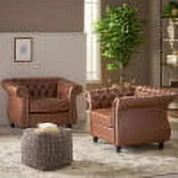 Cognac Brown and Dark Brown Faux Leather Club Chairs, Set of 2 S9231