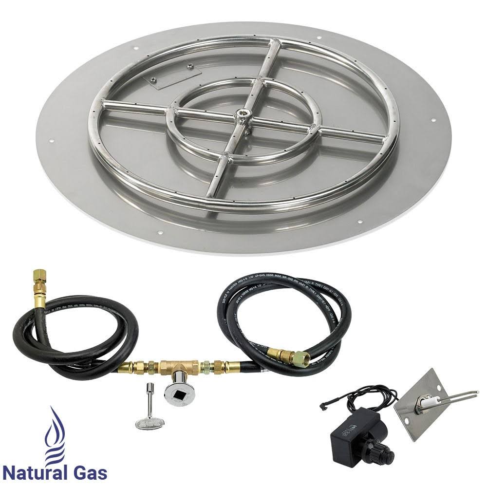 24x22 Round Stainless Steel Flat Pan with Spark Ignition Kit Natural Gas D839334