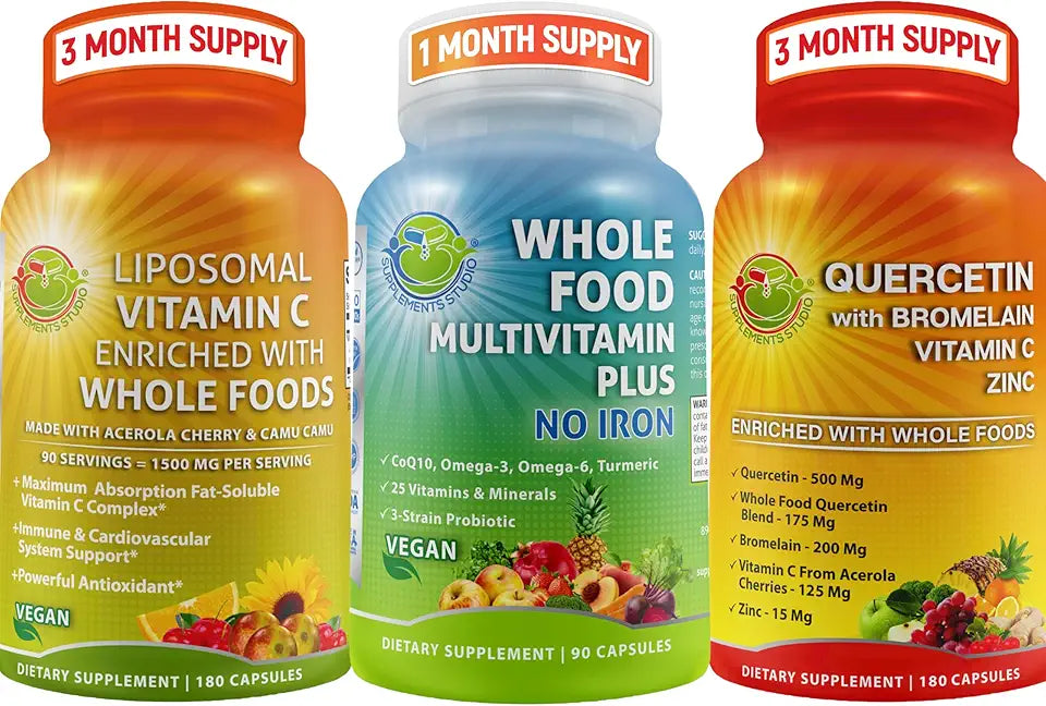 Liposomal Vitamin C 1500mg + Vegan Whole Food Multivitamin with Quercetin 500mg T600013