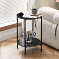 Round Marble End Table with Black Metal Frame L81254