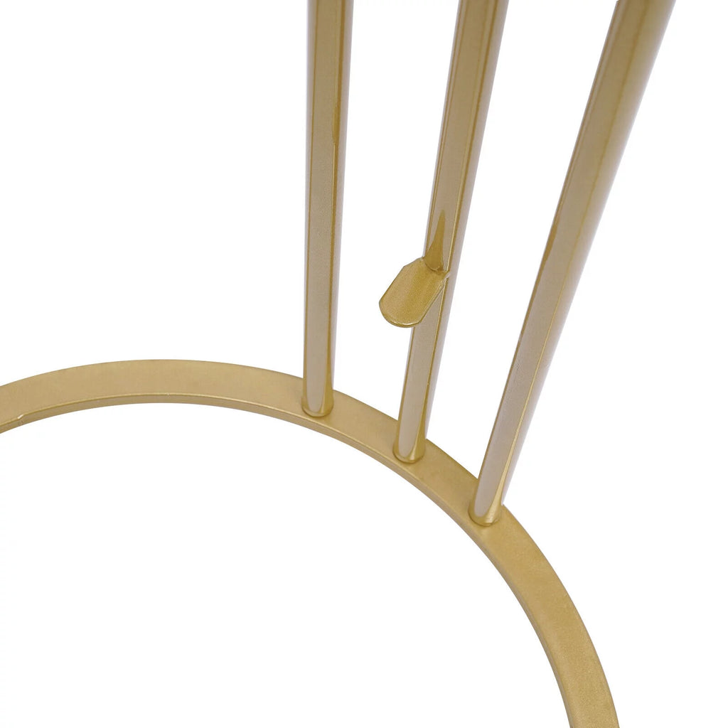 Round Marble 2 Tier Gold Metal Accent Table X197
