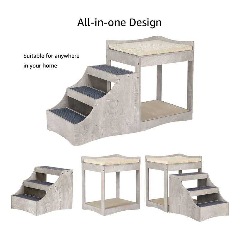 Pet Bunk Bed with Removable Step and Cushion O19567