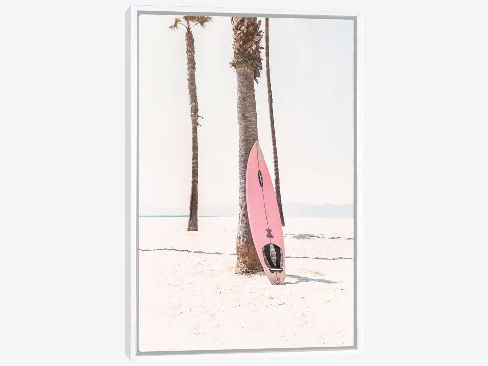 Pink Surf Board Photograph Print White Framed Canvas 26x22 H584255