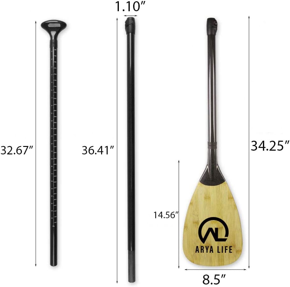 3 Piece Adjustable Fiberglass Carbon Fiber SUP Paddle B3379