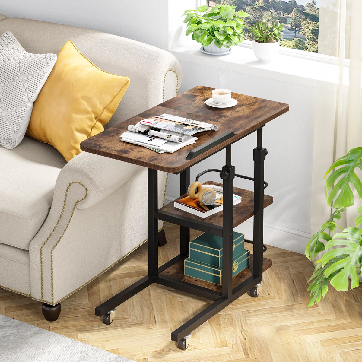 Height Adjustable C Table with Storage and Tiltable Drawing Board F597