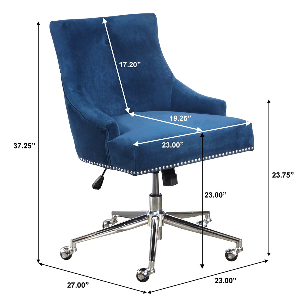 Navy Blue Velvet Office Chair T304254
