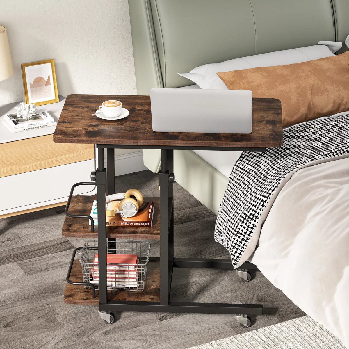 Height Adjustable C Table with Storage and Tiltable Drawing Board F597