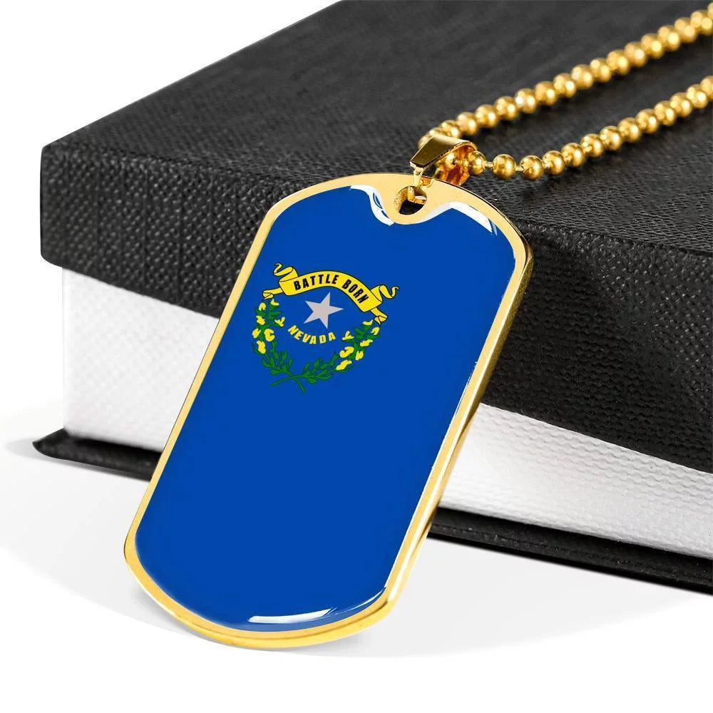 Stainless Steel or 18k Gold Dog Tag Necklace V834