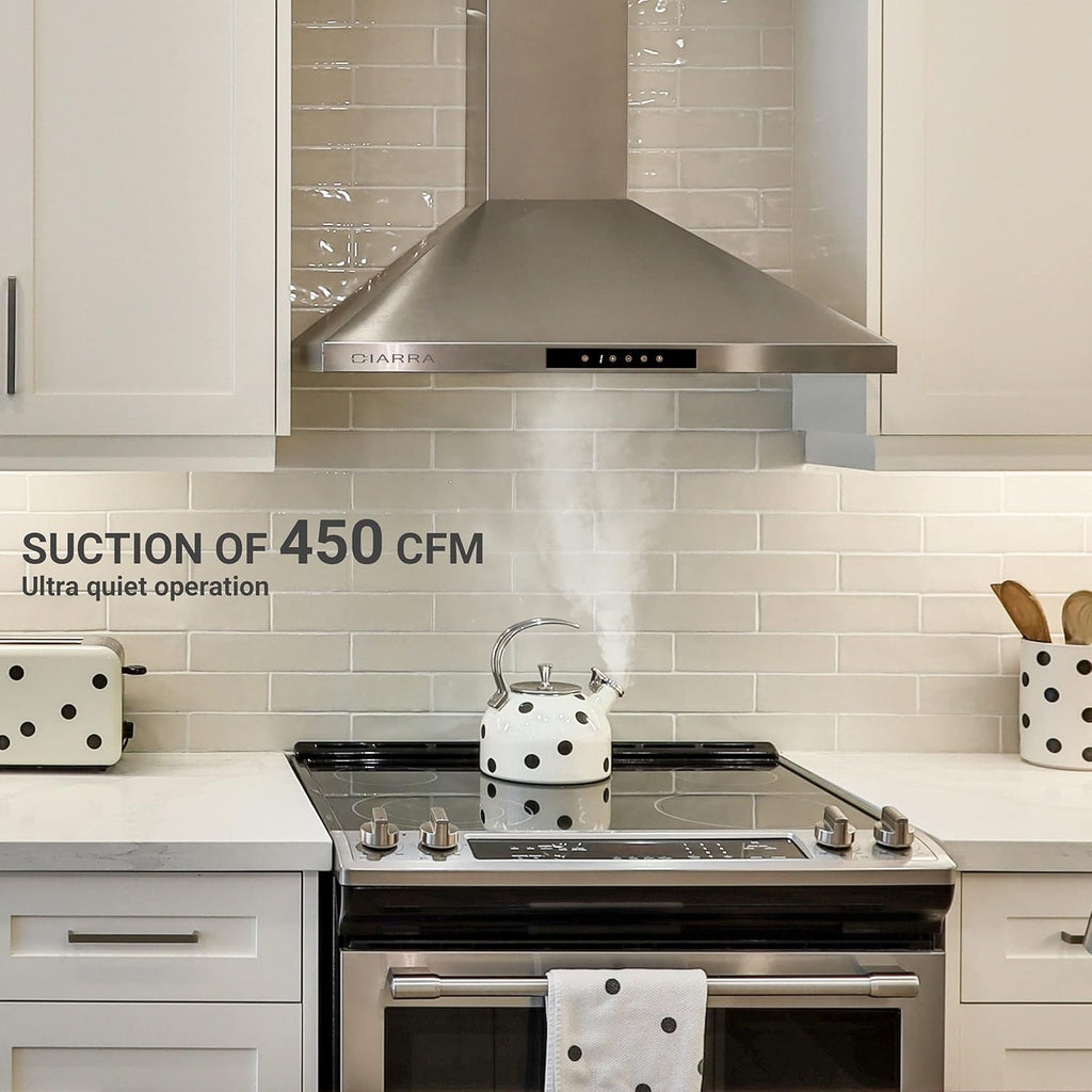 30 inch 450 CFM Convertible Wall Mount Stainless Steel Range Hood V82215
