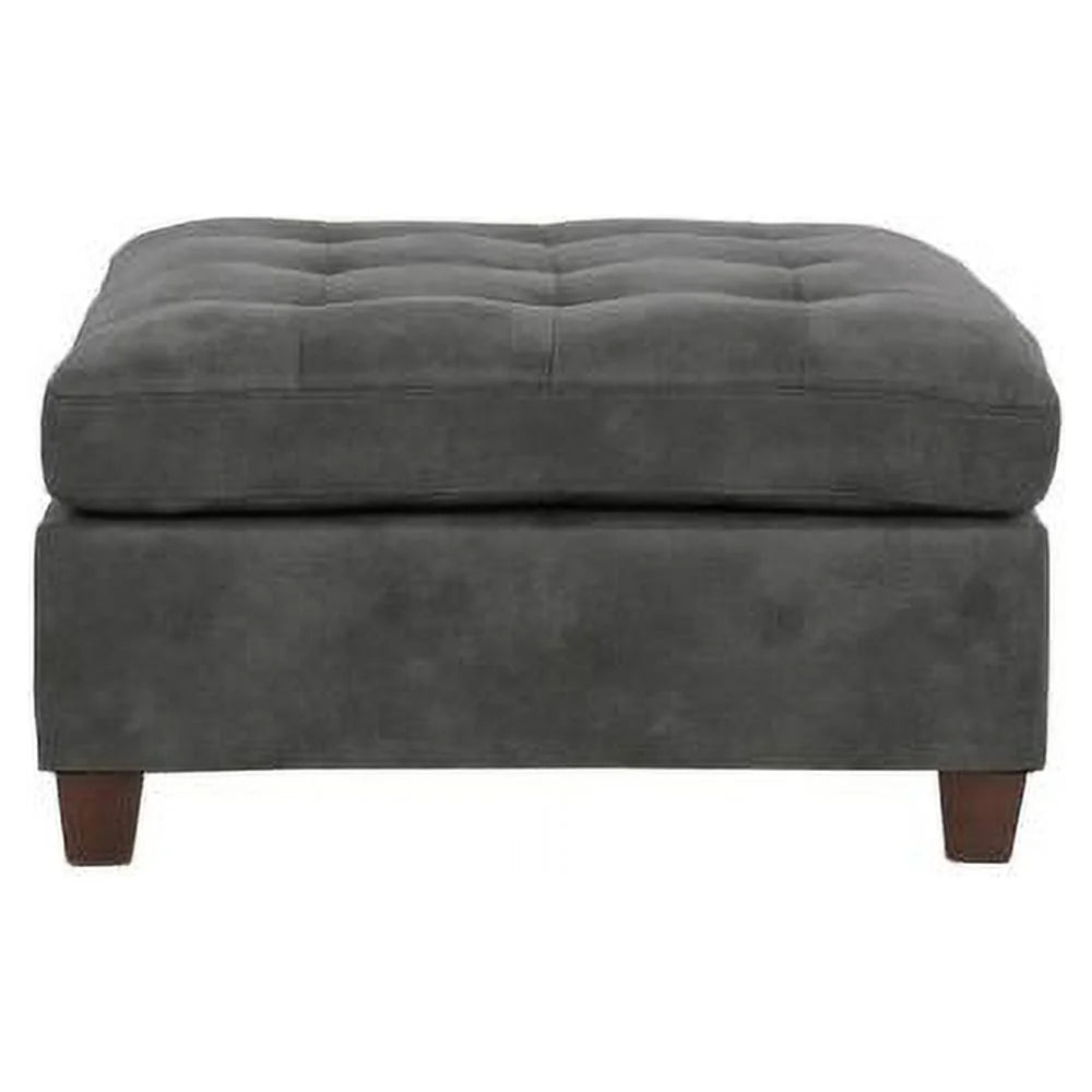 Antique Grey Tufted Leatherette Ottoman K532