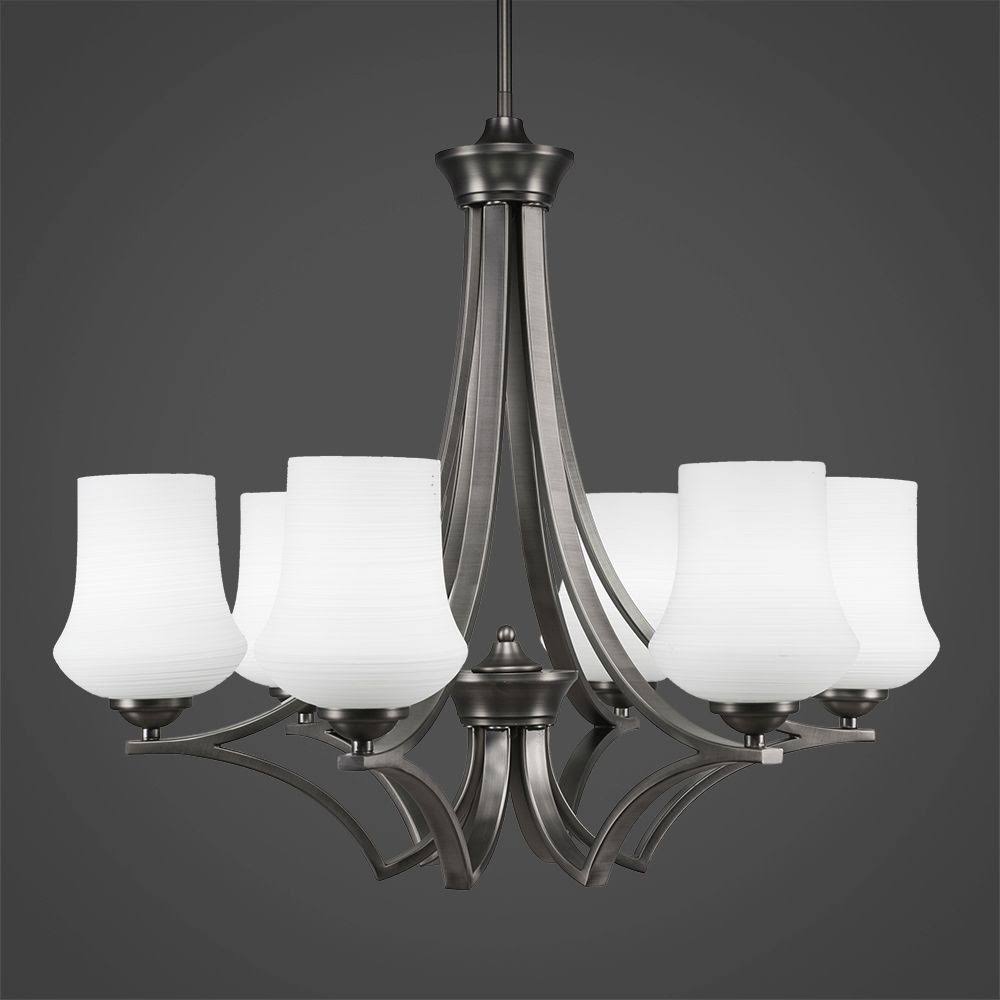 6 Light Chandelier with Linen Glass E486