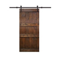Brown Stained Solid Pine Wood Interior Sliding Barn Door with Hardware Kit X790