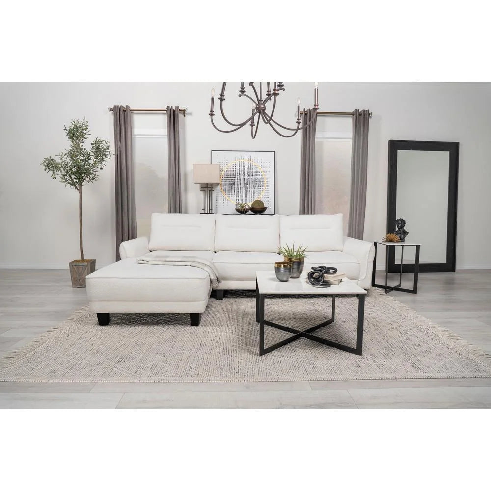 White Fabric Sectional Sofa L508