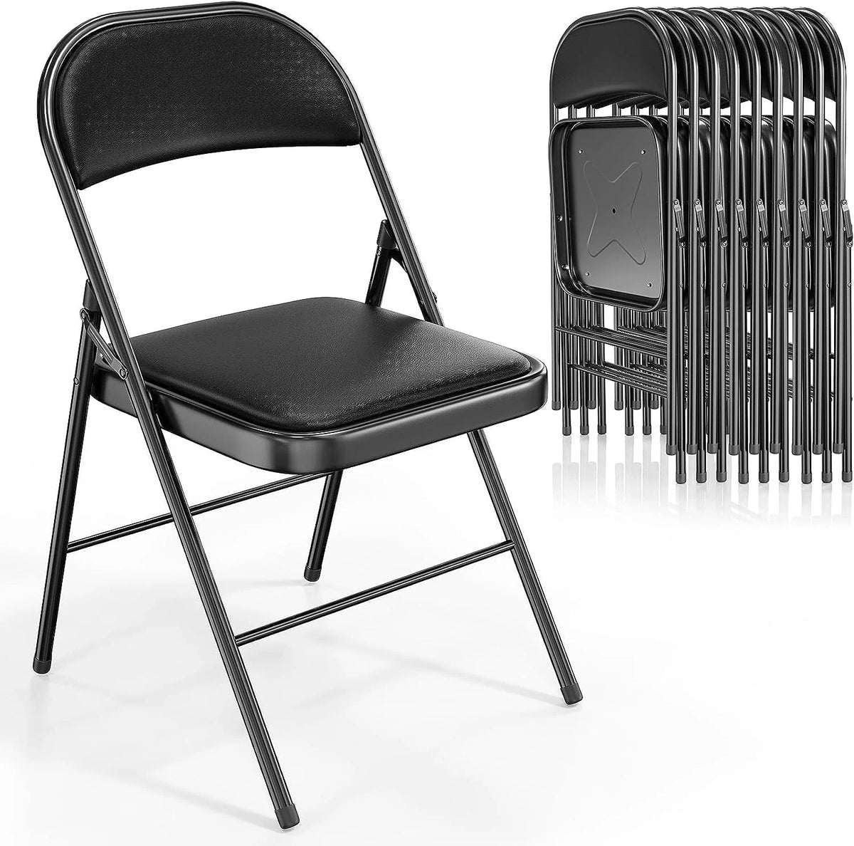 Black Set of 10 Folding Chairs J468