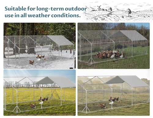 Metal Chicken Coop with Anti-Rust Steel & Waterproof Cover O734218