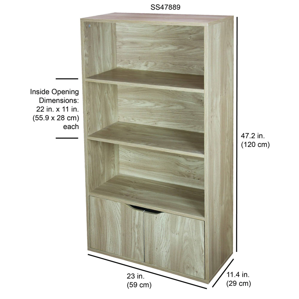 3 Tier Wood Bookcase with Doors J659411