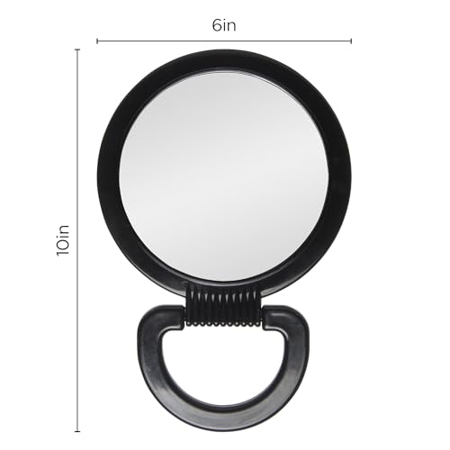 Black Double-Sided Hand Mirror with Stand T4784