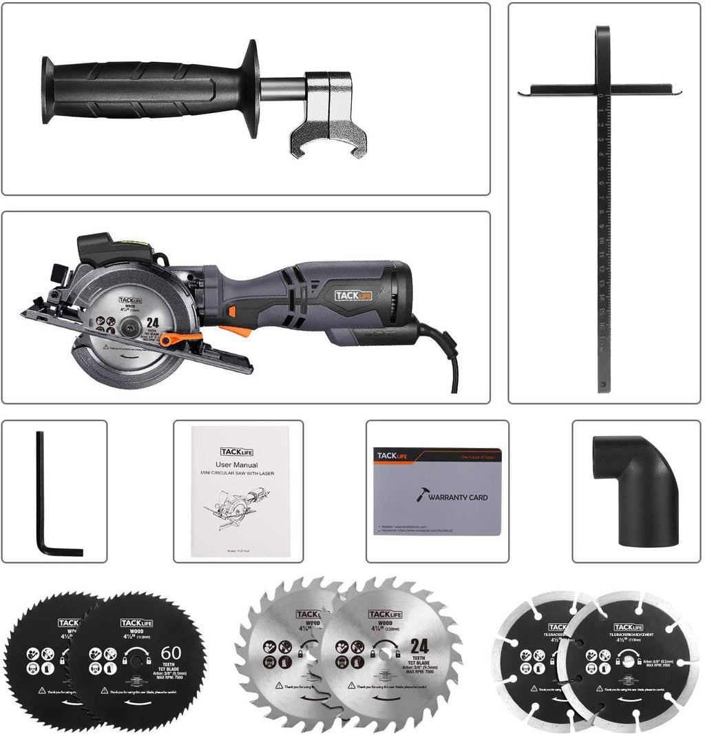 Circular Saw with Metal Handle, 6 Blades, Laser Guide M91775