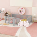 Full Size Gray Wood Daybed Frame with Fence C1037