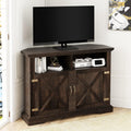 44'' Farmhouse Corner TV Stand with Double Doors & Adjustable Shelves H4715
