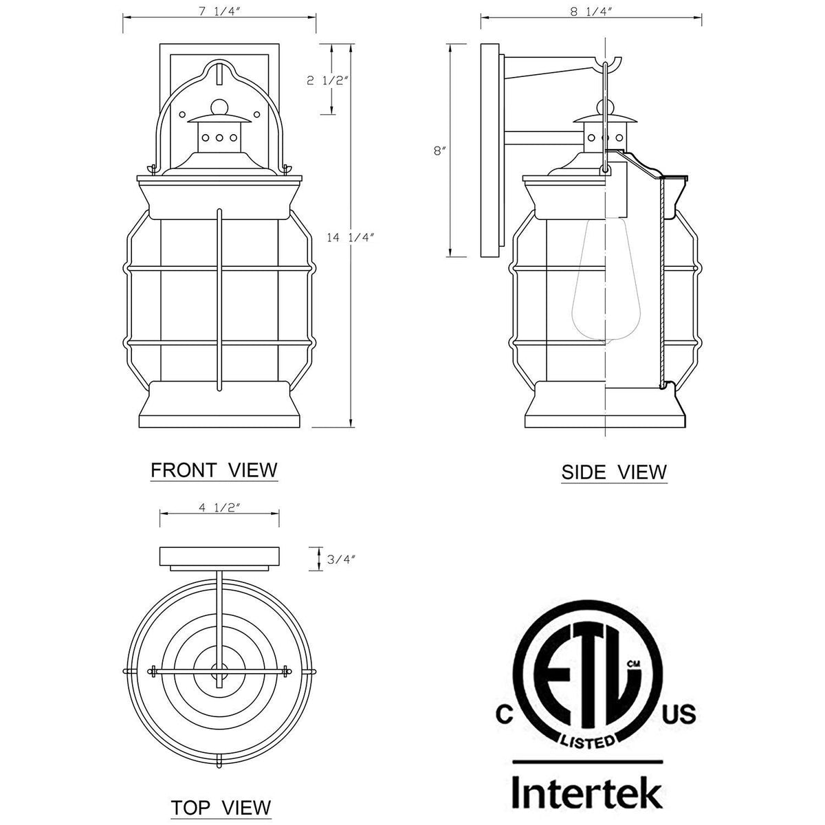 1-Light Oil Rubbed Bronze Outdoor Wall Lantern Sconce with Clear Glass V257