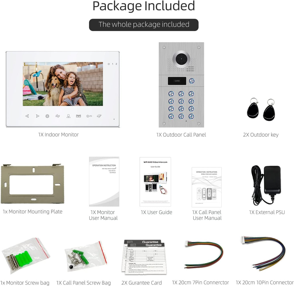 7 Inch Wired Video Doorbell 960P Camera IP65 Waterproof P23620