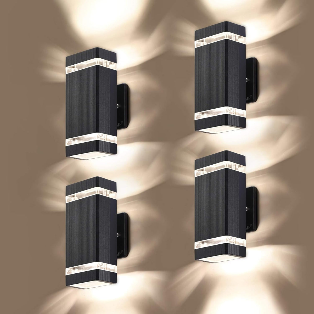 2 Pack LED Square Up and Down Outdoor Wall Light Aluminum Waterproof 3000k 5W O845556