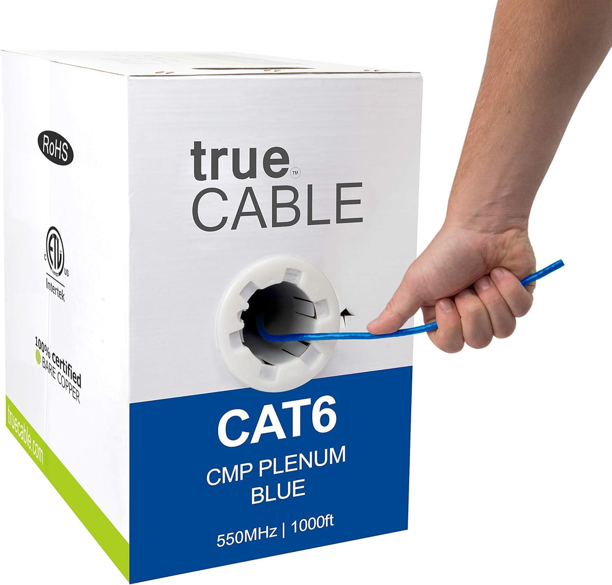 Blue 1000ft Cat6 Plenum Bare Copper UTP Ethernet Cable Q791