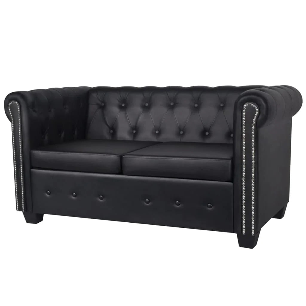 Black 2-Seater Artificial Leather Sofa N587920