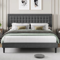 King Size Gray Linen Fabric Upholstered Bed Frame X259