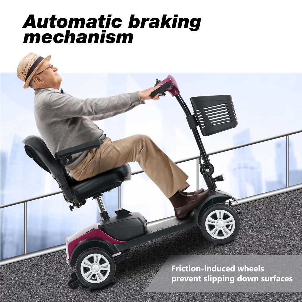 4 Wheels Compact Folding Mobility Scooter with Swivel Seat W67108