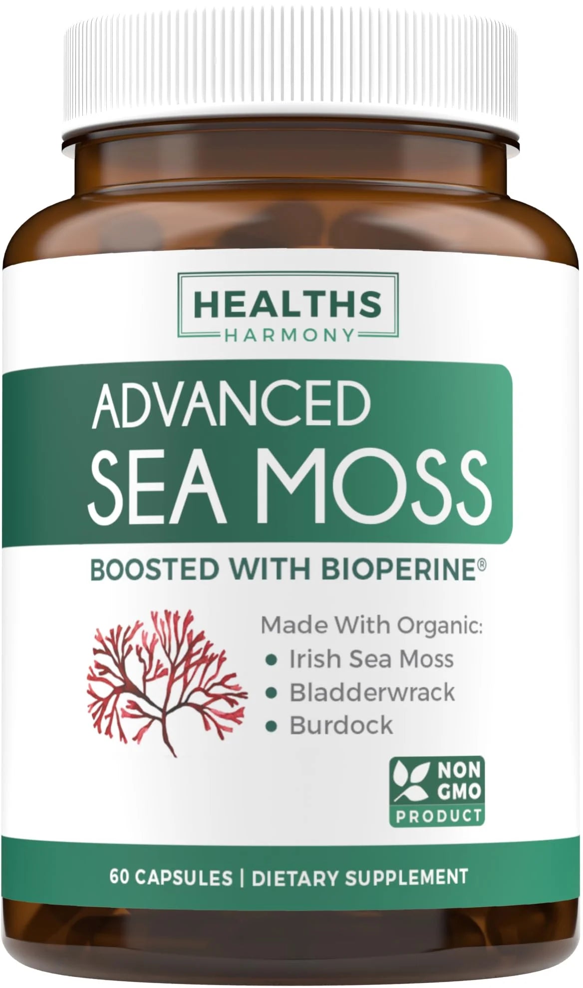 Organic Irish Sea Moss Bladderwrack Burdock 60 Capsules Z664375