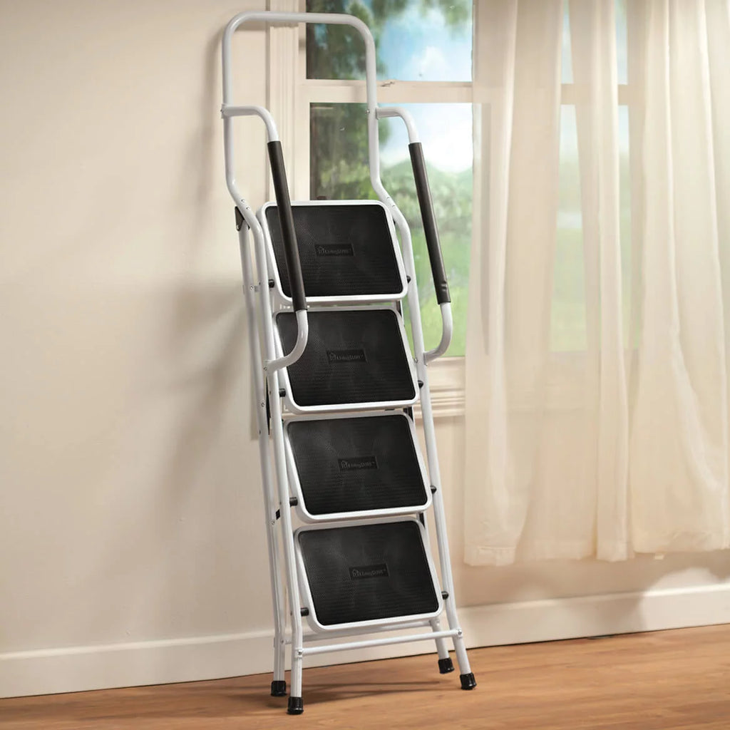 Folding 4-Step Steel Ladder with Anti-Slip Treads P5014