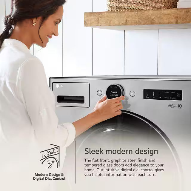 4.5 cu. ft. Stackable Smart Front Load Washer in Graphite Steel B7525